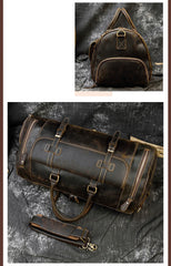 Large Duffle Bag Coffee Leather Mens Large Vintage Weekender Bag Travel Bag