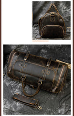 Large Duffle Bag Coffee Leather Mens Large Vintage Weekender Bag Travel Bag