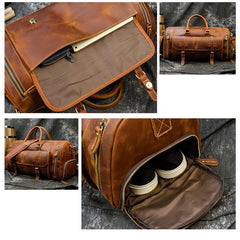 Large Duffle Bag Coffee Leather Mens Large Vintage Weekender Bag Travel Bag