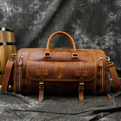 Large Duffle Bag Coffee Leather Mens Large Vintage Weekender Bag Travel Bag