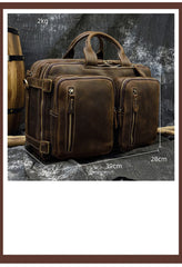 Large Leather Mens Briefcase Convertible Backpack Travel Briefcase 14‘’ Laptop Travel Briefcase For Men