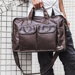 Large Leather Mens Briefcase Work Briefcase Business Briefcase 15.6‘’ Laptop Briefcase For Men