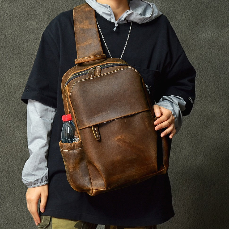 Leather Large Mens Sling Bag
