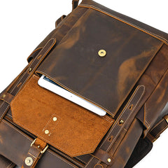 Large Leather Mens Travel Backpack Laptop Backpack Leather Rollup Backpack For Men