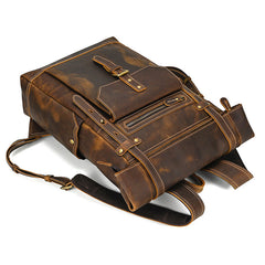 Large Leather Mens Travel Backpack Laptop Backpack Leather Rollup Backpack For Men