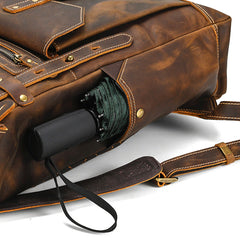 Large Leather Mens Travel Backpack Laptop Backpack Leather Rollup Backpack For Men