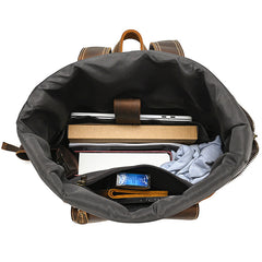 Large Leather Mens Travel Backpack Laptop Backpack Leather Rollup Backpack For Men
