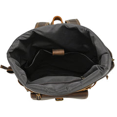 Large Leather Mens Travel Backpack Laptop Backpack Leather Rollup Backpack For Men