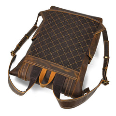 Large Leather Mens Travel Backpack Laptop Backpack Leather Rollup Backpack For Men