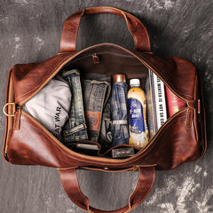 Large Leather Mens Weekender Bag Brown Duffle Bag Overnight Bag Travel Bag for Men