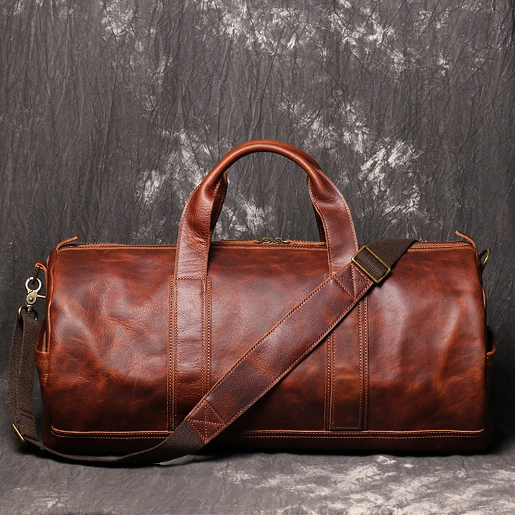 Large Leather Mens Weekender Bag Brown Duffle Bag Overnight Bag Travel Bag for Men