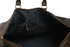 Large Leather Mens Barrel Overnight Bags Weekender Bag Travel Bags For Men - iwalletsmen