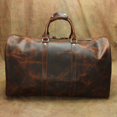 Large Leather Mens Barrel Overnight Bags Weekender Bag Travel Bags For Men - iwalletsmen