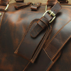 Large Leather Mens Barrel Overnight Bags Weekender Bag Travel Bags For Men - iwalletsmen