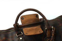Large Leather Mens Barrel Overnight Bags Weekender Bag Travel Bags For Men - iwalletsmen