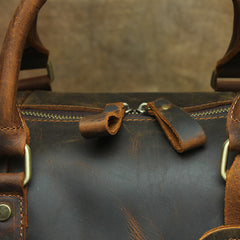 Large Leather Mens Barrel Overnight Bags Weekender Bag Travel Bags For Men - iwalletsmen