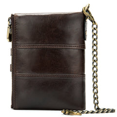 Cool Brown Leather Men's Biker Chain Wallet Black Small Wallet with Chain For Men - iwalletsmen