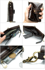 Cool Brown Leather Men's Biker Chain Wallet Black Small Wallet with Chain For Men - iwalletsmen