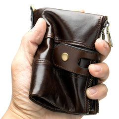 Cool Brown Leather Men's Biker Chain Wallet Black Small Wallet with Chain For Men - iwalletsmen