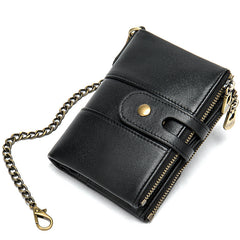 Cool Brown Leather Men's Biker Chain Wallet Black Small Wallet with Chain For Men - iwalletsmen