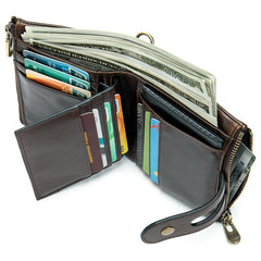 Cool Brown Leather Men's Biker Chain Wallet Black Small Wallet with Chain For Men - iwalletsmen