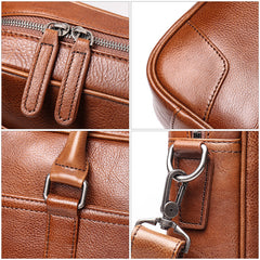 Vintage Brown Leather Men's Professional Briefcase 15‘’ Laptop Briefcase Work Handbag For Men - iwalletsmen