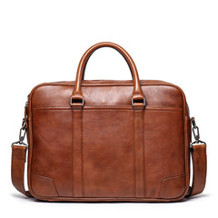 Vintage Brown Leather Men's Professional Briefcase 15‘’ Laptop Briefcase Work Handbag For Men - iwalletsmen