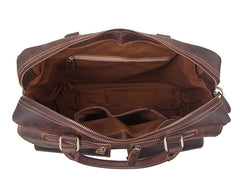Vintage Brown Leather Men's 15'' Computer Briefcase Handbag Professional Briefcase For Men - iwalletsmen