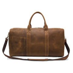 Vintage Brown Leather Men's Travel Bag Overnight Bag Weekender Bag For Men - iwalletsmen
