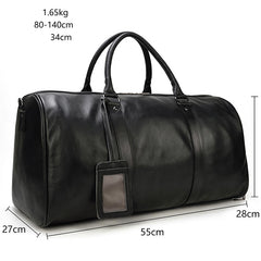 Cool Black Large Leather Men's Overnight Bag Weekender Bag Travel Luggage Bag For Men - iwalletsmen
