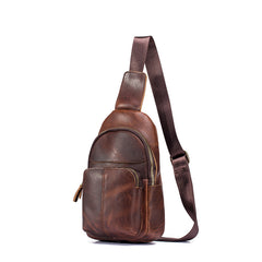 Cool Vintage Leather Mens Sling Bag Chest Bag Vintage One Shoulder Backpack For Men - iwalletsmen