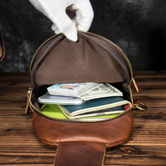 Cool Vintage Leather Mens Sling Bag Chest Bag Vintage One Shoulder Backpack For Men - iwalletsmen