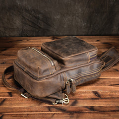 Cool MENS LEATHER CHEST BAGS SLING BAGs ONE SHOULDER BACKPACK FOR MEN - iwalletsmen