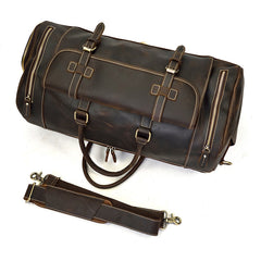 Large Leather Men Barrel Overnight Bags Travel Bags Weekender Bags For Men - iwalletsmen
