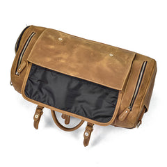 Large Leather Men Barrel Overnight Bags Travel Bags Weekender Bags For Men - iwalletsmen