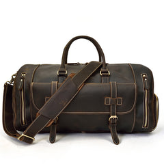 Large Leather Men Barrel Overnight Bags Travel Bags Weekender Bags For Men - iwalletsmen