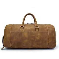 Large Leather Men Barrel Overnight Bags Travel Bags Weekender Bags For Men - iwalletsmen