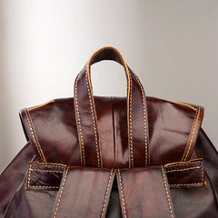 Vintage Brown Leather Men's Backpack 14'' Computer Backpacks Travel Backpack For Men - iwalletsmen
