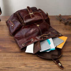 Vintage Brown Leather Men's Backpack 14'' Computer Backpacks Travel Backpack For Men - iwalletsmen