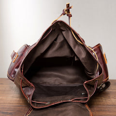 Vintage Brown Leather Men's Backpack 14'' Computer Backpacks Travel Backpack For Men - iwalletsmen