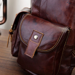 Vintage Brown Leather Men's Backpack 14'' Computer Backpacks Travel Backpack For Men - iwalletsmen