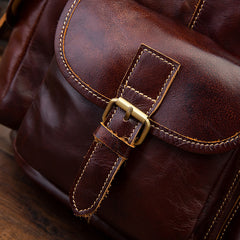 Vintage Brown Leather Men's Backpack 14'' Computer Backpacks Travel Backpack For Men - iwalletsmen