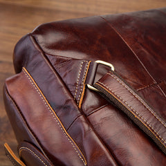 Vintage Brown Leather Men's Backpack 14'' Computer Backpacks Travel Backpack For Men - iwalletsmen
