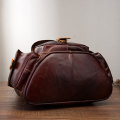 Vintage Brown Leather Men's Backpack 14'' Computer Backpacks Travel Backpack For Men - iwalletsmen