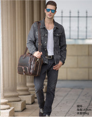 Vintage Leather Men's Briefcase 15‘’ Laptop Briefcase Professional Bag For Men - iwalletsmen