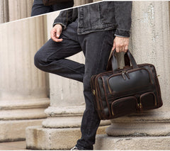 Vintage Leather Men's Briefcase 15‘’ Laptop Briefcase Professional Bag For Men - iwalletsmen