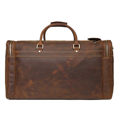 Vintage Large Leather Men's Overnight Bag Brown Travel Bag Weekender Bag For Men - iwalletsmen