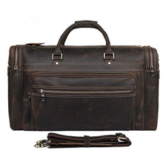 Vintage Large Leather Men's Overnight Bag Brown Travel Bag Weekender Bag For Men - iwalletsmen