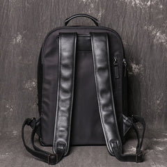 Leather Backpack Mens 14'' Laptop Black Work Backpack School Backpack Travel Backpack for Men