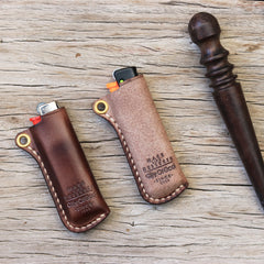 Leather Bic Lighter Cases Leather Cricket Lighter Holder with strap Leather Lighter Covers For Men - iwalletsmen